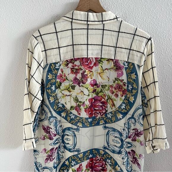 Soft Surrounding Tunic Back Floral Sheer Panel with Front Window Pane Medium P - Picture 4 of 11